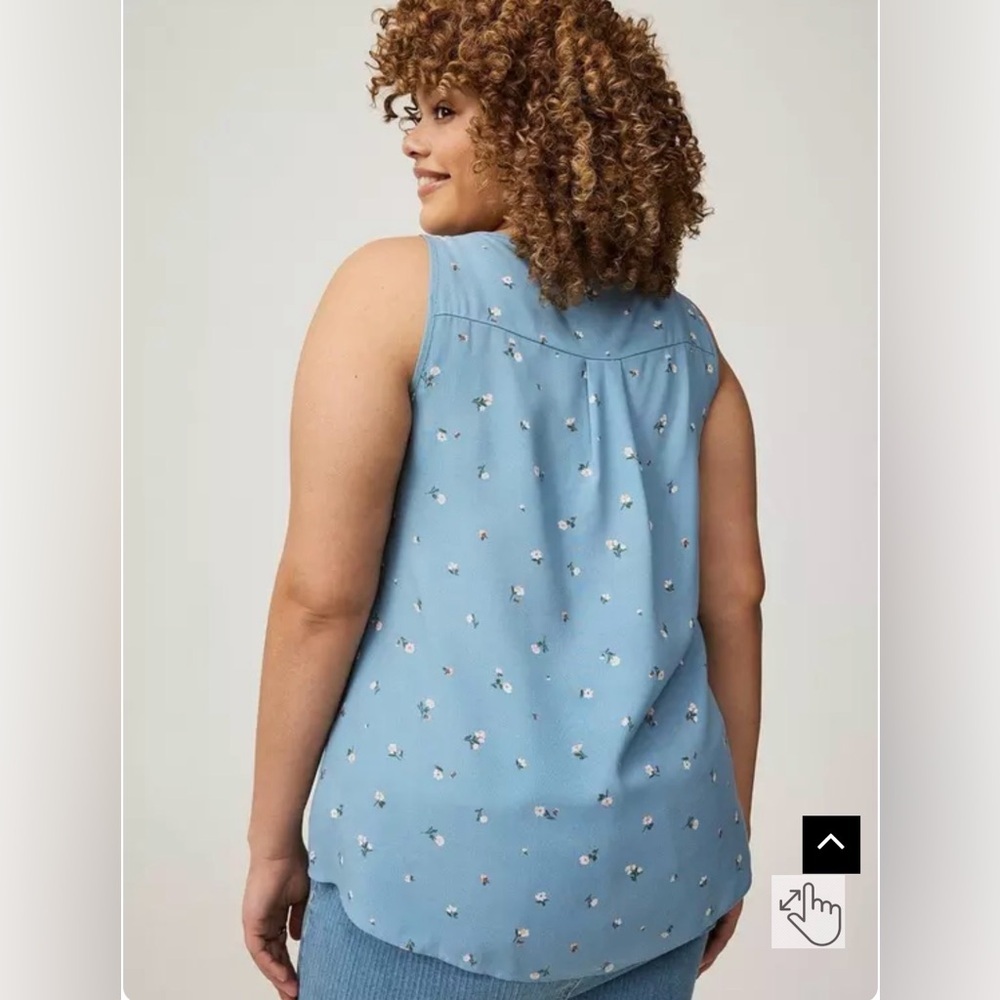 TORRID hi-low challis tank Mia Ditsy Floral Mountain Spring size 1X blue - Picture 2 of 9